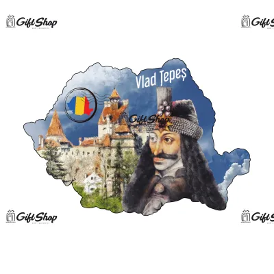 Castelul bran, vlad tepes, magnet harta, model mgs193